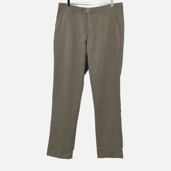 ZNT18 Flat Front Suit Pants in Brown Check - NWOT - Size 35 - Picture 1 of 4